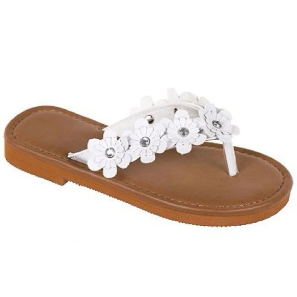 Other - Elli by Capelli Flowers Matte Faux Leather Girls Thong Sandals Size 12-13 NEW